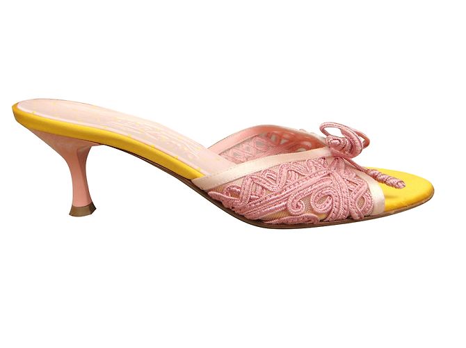 Mule Salvatore Ferragamo in pelle rosa e gialla Giallo - vista 2