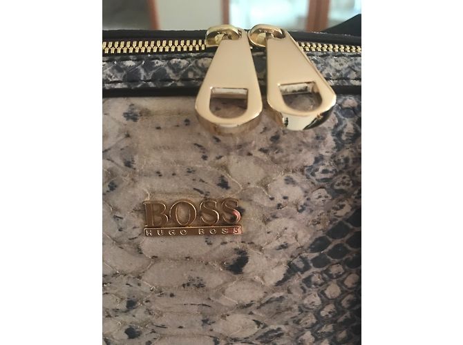 Borsa Hugo Boss in pelle beige effetto rettile - vista 5