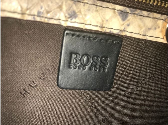 Borsa Hugo Boss in pelle beige effetto rettile - vista 6