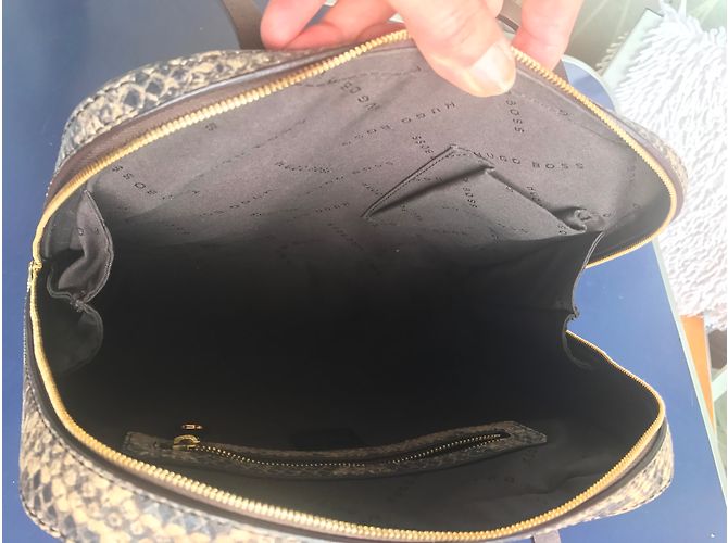 Borsa Hugo Boss in pelle beige effetto rettile - vista 7