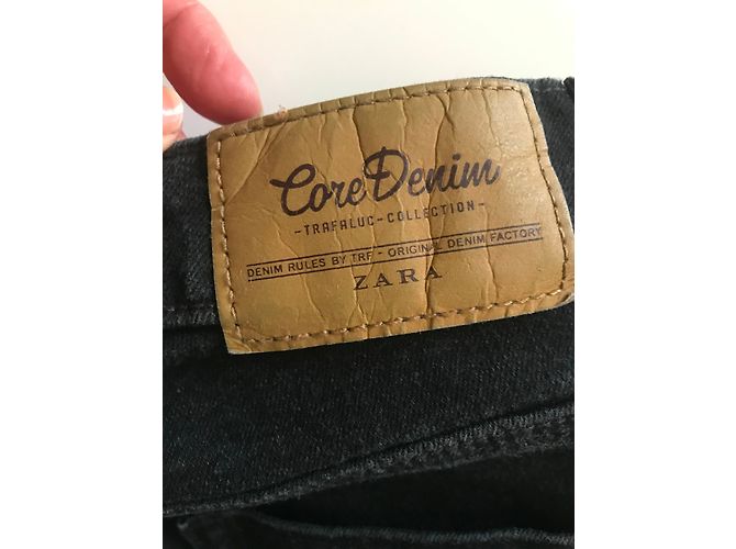 Jeans Slim Zara Neri in Cotone Nero - vista 3