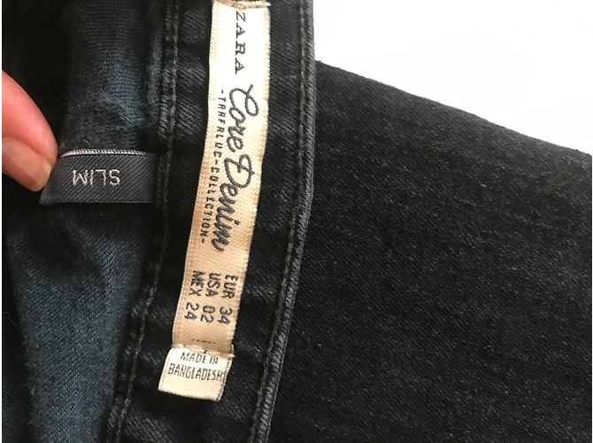 Jeans Slim Zara Neri in Cotone Nero - vista 4