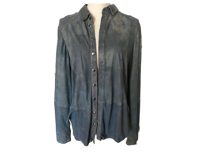Camicia Goosecraft in camoscio blu Taglia M - vista 2