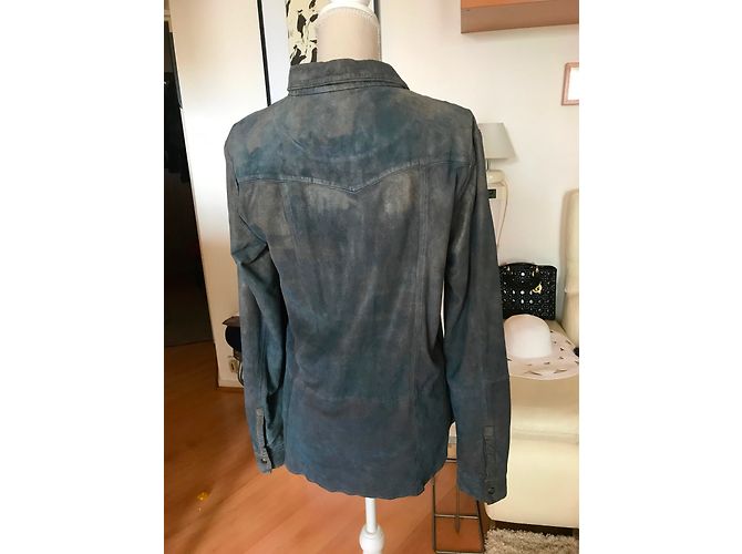 Camicia Goosecraft in camoscio blu Taglia M - vista 3