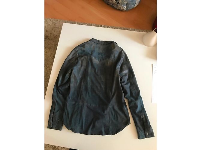 Camicia Goosecraft in camoscio blu Taglia M - vista 4