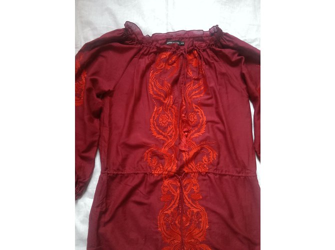 Camicetta Antik Batik Aroma in seta e cotone rosso Bordò - vista 3