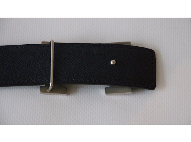 Superb Gürtelschnalle H Metall Silber Palladié signiert Hermès Grün - Ansicht 11