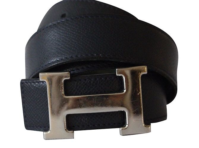 Superb Gürtelschnalle H Metall Silber Palladié signiert Hermès Grün - Ansicht 2