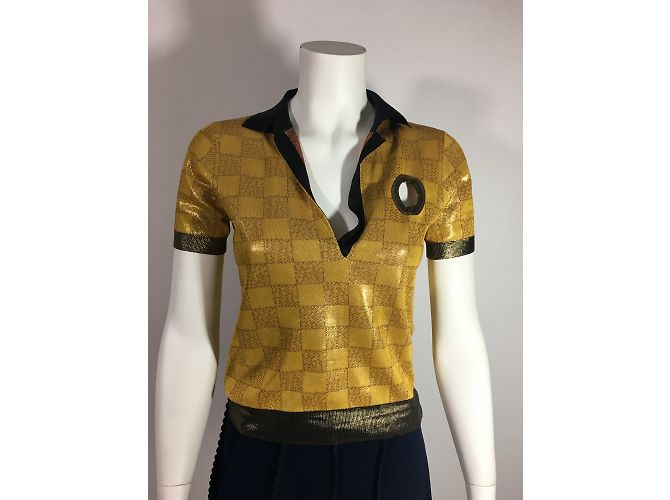 Top de punto de seda Louis Vuitton Dorado S - vista 5