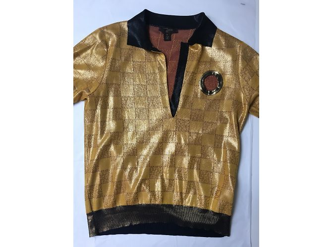 Top de punto de seda Louis Vuitton Dorado S - vista 8
