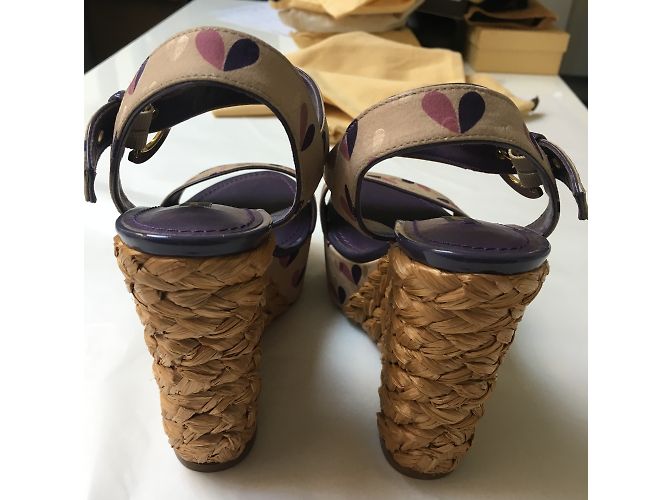 Sandali con zeppa Louis Vuitton in tessuto e pelle 37 Multicolore - vista 5