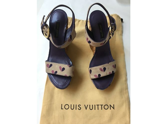 Sandali con zeppa Louis Vuitton in tessuto e pelle 37 Multicolore - vista 8