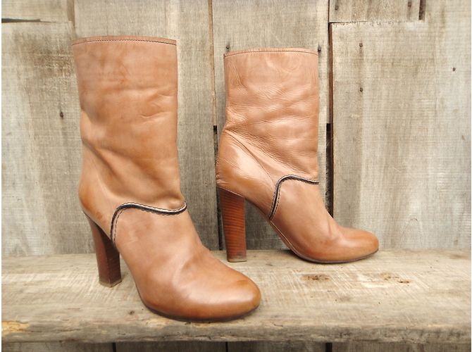 Botines Chloé de piel rosa beige - vista 3