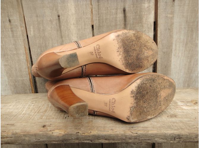 Botines Chloé de piel rosa beige - vista 5