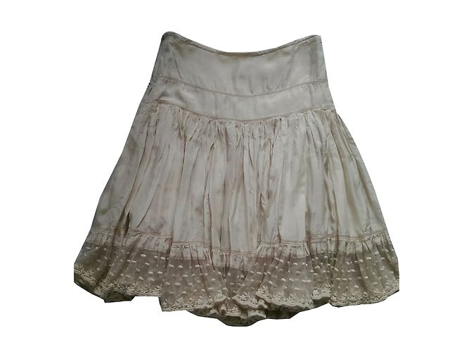 Falda de seda plisada Tara Jarmon Crema Crudo - vista 2