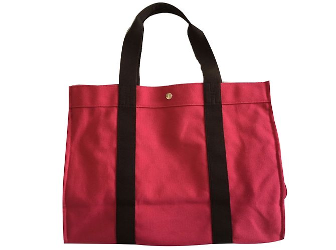 Hermès TOTO Handtasche aus Baumwollcanvas in Pink - Ansicht 2