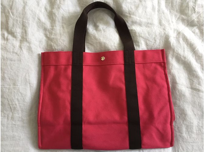 Hermès TOTO Handtasche aus Baumwollcanvas in Pink - Ansicht 4