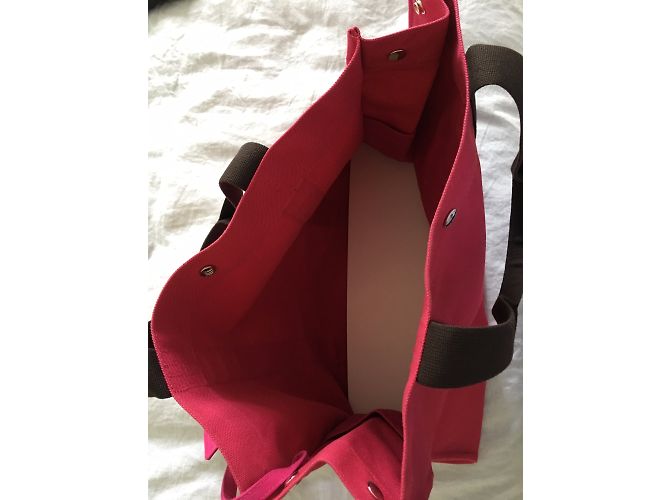 Hermès TOTO Handtasche aus Baumwollcanvas in Pink - Ansicht 6