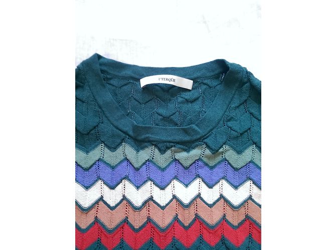 Top Uterque de manga larga con estampado de espiga verde Multicolor - vista 3