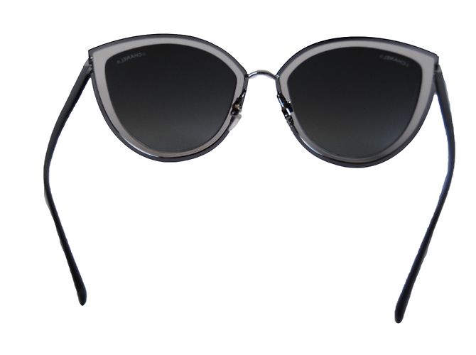 Chanel Sommerkatzenaugen-Sonnenbrille Silber - Ansicht 2