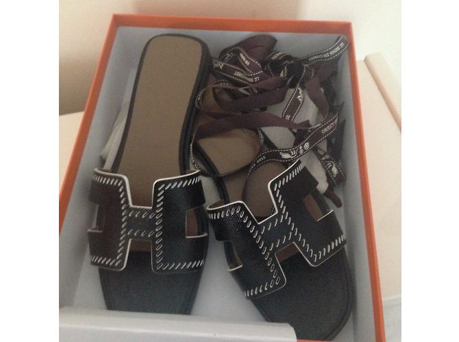 Oran Hermès Sandalias Negro - vista 11