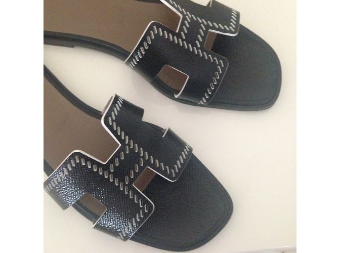 Oran Hermès Sandalias Negro - vista 3