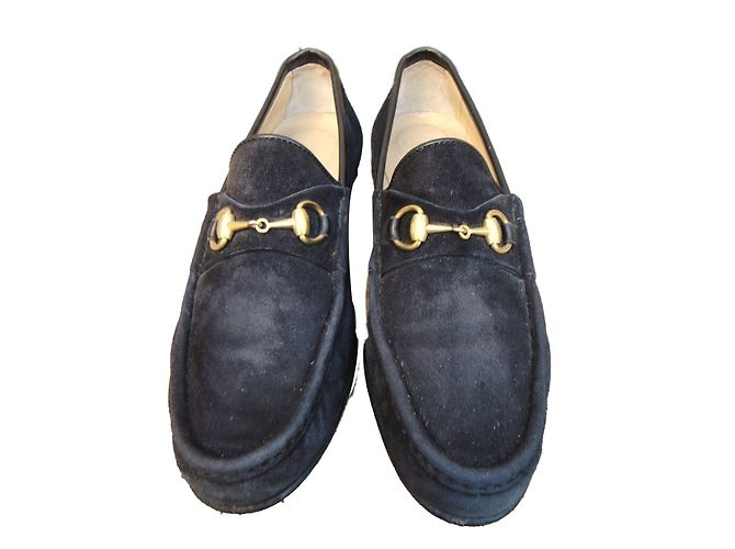 Mocassini Gucci in velluto di vitello nero - vista 2
