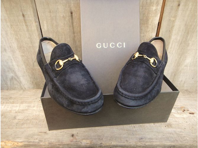 Mocassini Gucci in velluto di vitello nero - vista 4