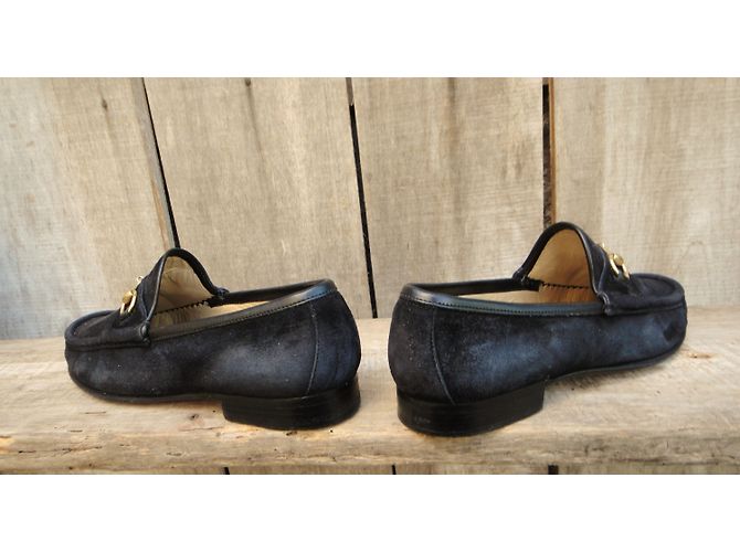 Mocassini Gucci in velluto di vitello nero - vista 6