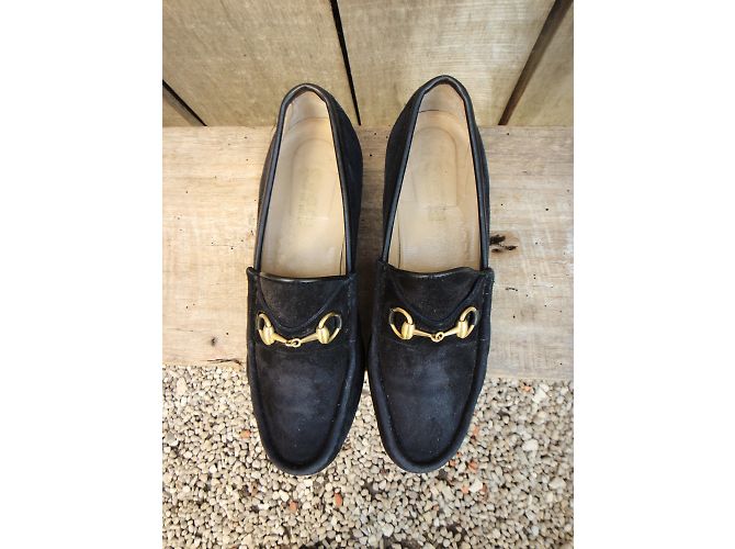 Mocassini Gucci in velluto di vitello nero - vista 7