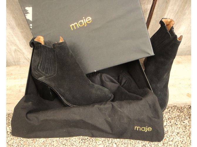 Botas Chelsea Maje Eva de nubuck negro - vista 7