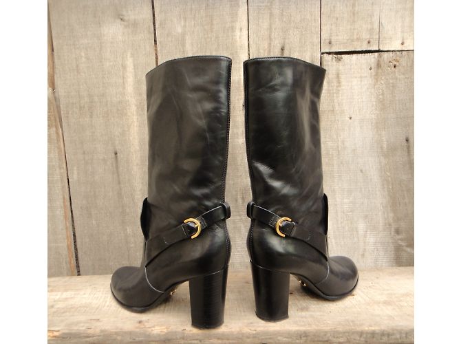 Botines Sergio Rossi de cuero negro con hebilla - vista 6