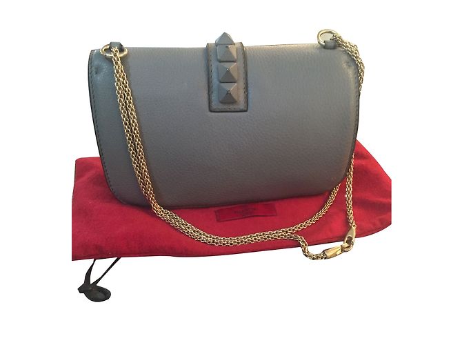 Borsa a mano Valentino Glam Lock in pelle martellata grigia Grigio - vista 2