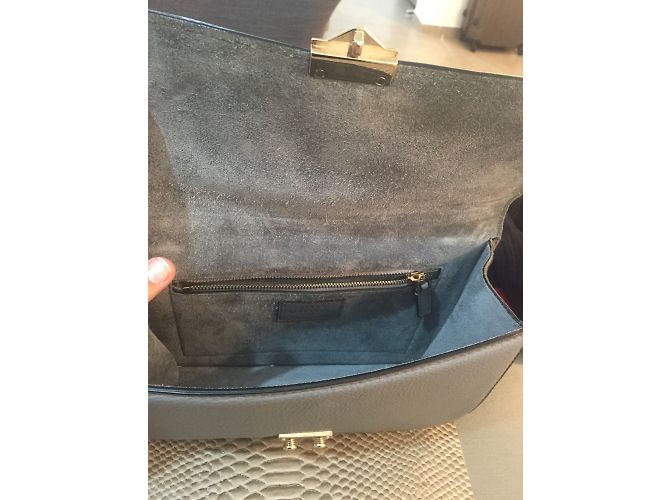 Borsa a mano Valentino Glam Lock in pelle martellata grigia Grigio - vista 5