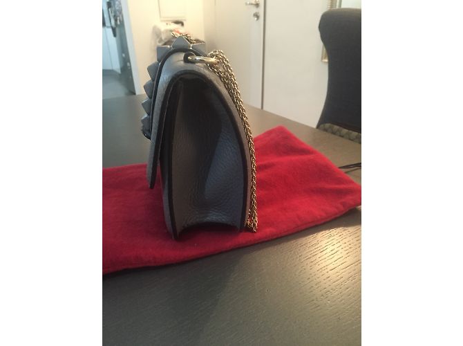 Borsa a mano Valentino Glam Lock in pelle martellata grigia Grigio - vista 6
