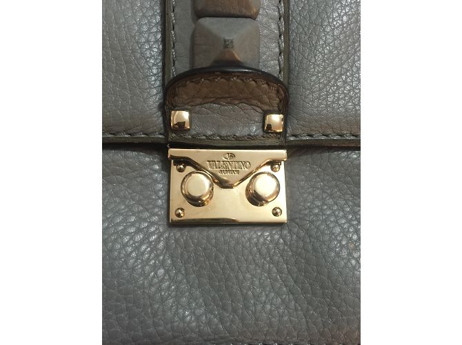 Borsa a mano Valentino Glam Lock in pelle martellata grigia Grigio - vista 7