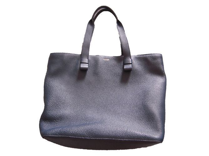 Borsa tote Lancel Charlie in pelle blu navy - vista 2