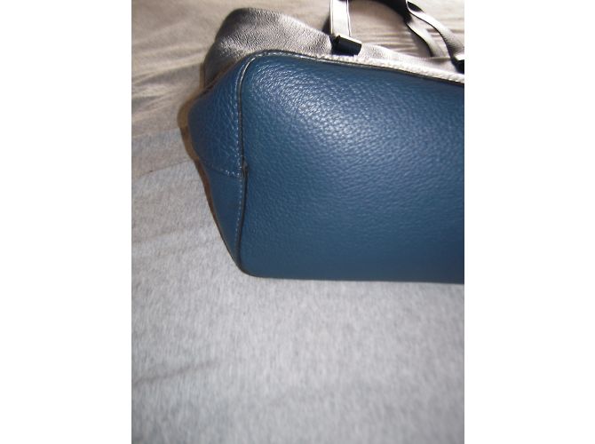 Borsa tote Lancel Charlie in pelle blu navy - vista 5
