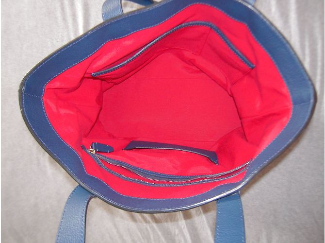 Borsa tote Lancel Charlie in pelle blu navy - vista 6
