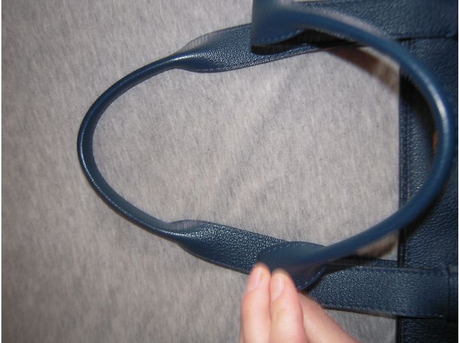 Borsa tote Lancel Charlie in pelle blu navy - vista 7
