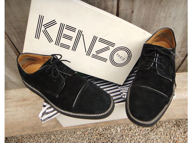 Kenzo Derby Clif in pelle nera 42 Nero - vista 3