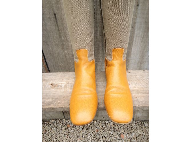 Botas Prada Amarelas de Couro e Lona Monogramada 36IT Amarelo - vista 4
