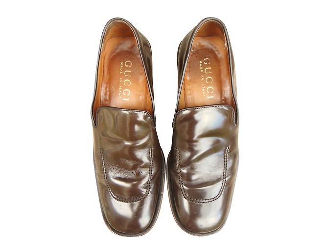 Mocassini Gucci in vernice marrone - vista 2