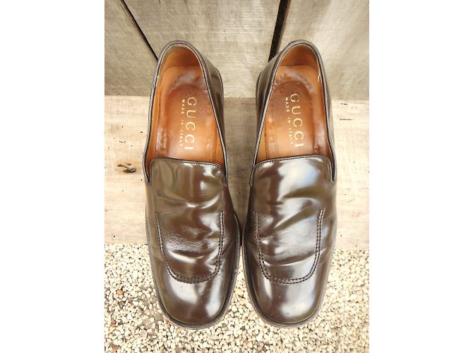 Mocassini Gucci in vernice marrone - vista 6