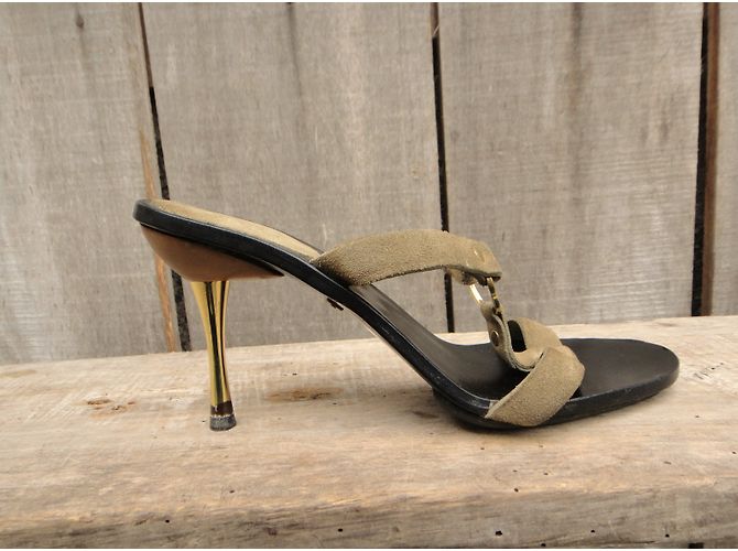 Sandali Gucci in nabuk e pelle nero beige 36IT - vista 4