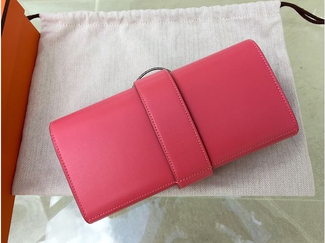 Clutch Hermès Médor 23 in pelle Tadelact rosa - vista 8