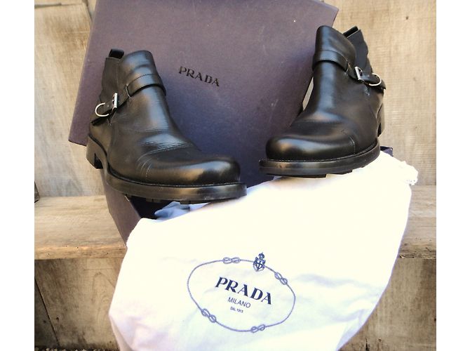 Prada Black Leather Boots - view 7