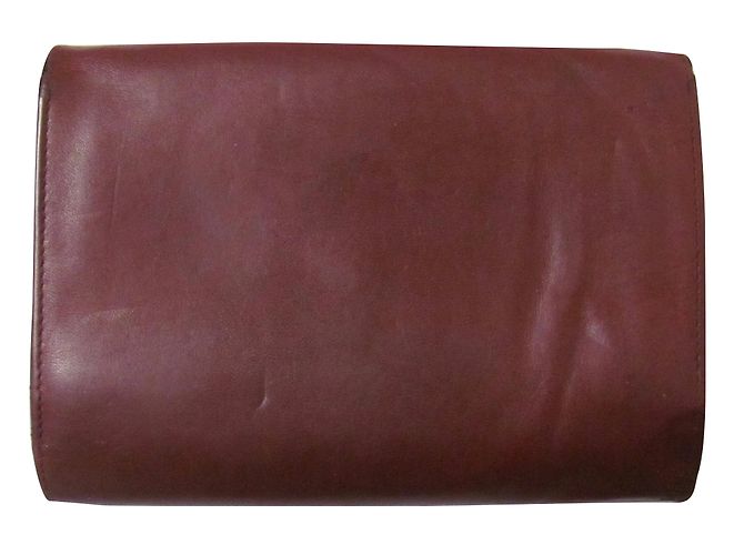 Cartera Cartier Chequier de Cuero Rojo Oscuro Burdeos - vista 2