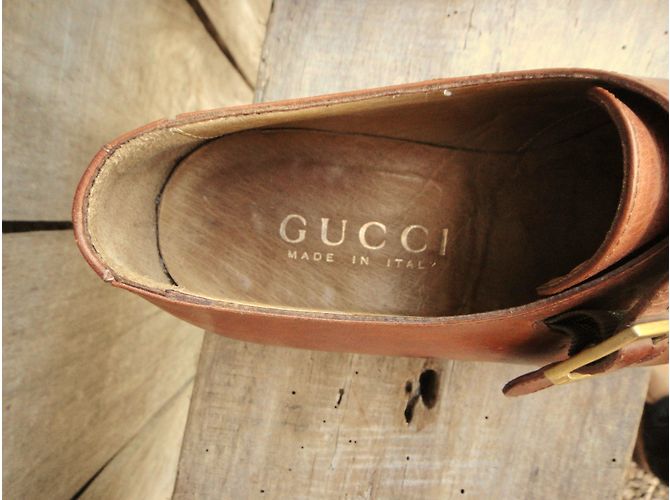 Scarpe Gucci in pelle marrone chiaro - vista 8