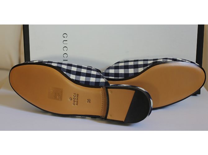 Mule Gucci in pelle a quadri blu navy e bianco 36 Multicolore - vista 6